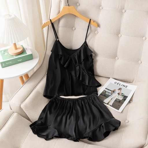 Female Chemise Pajamas Set Lingerie Sexy Strap Top