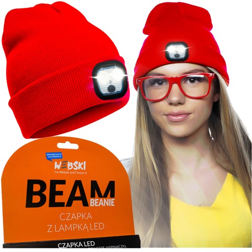 Czapka Z LAMPKĄ latarką LED NA USB ODBLASKOWA