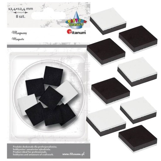 Magnesy samoprzylene kwadratowe 12,4 mm 8szt