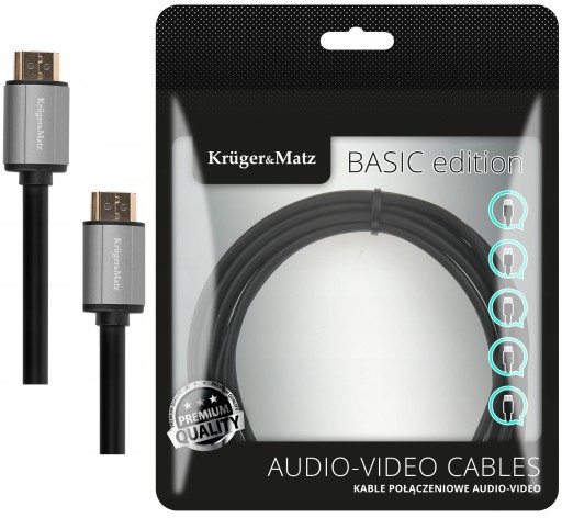 Kabel HDMI - HDMI 2.0 10m UHD 4K solidny czarny przewód Kruger & Matz