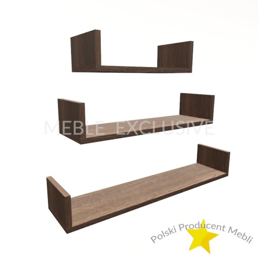 PÓŁKA WISZĄCA DUŻA ZESTAW 3 PÓŁEK WENGE PŁYTA 18mm
