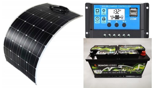 ZESTAW SOLARNY 200W AKUMULATOR 100Ah 12V REGULATOR
