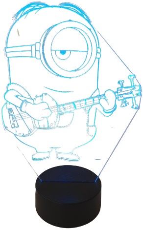 LAMPKA NOCNA 3D LED MINIONKI MULTIKOLOR PILOT USB