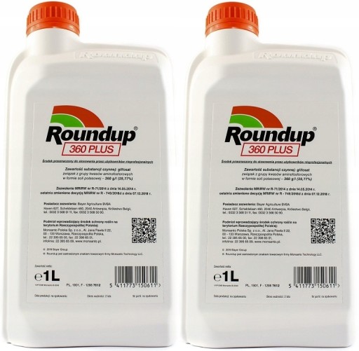 ROUNDUP 360 PLUS 2x 1L RANDAP ŚRODEK OPRYSK CHWASTOBÓJCZY WSZYSTKIE CHWASTY
