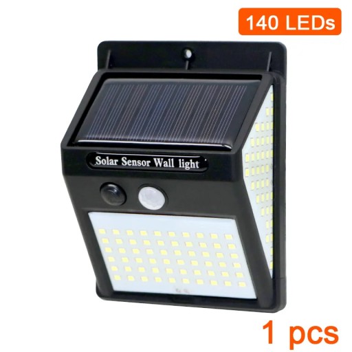 3 stronne 140LED PIR czujnik ruchu światło słonec