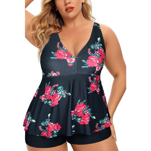 Strój kąpielowy Tankini i spodenki PLUS SIZE Print