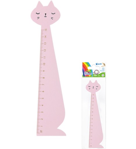 Linijka Fiorello Drewniana 15cm Kotek Różowy