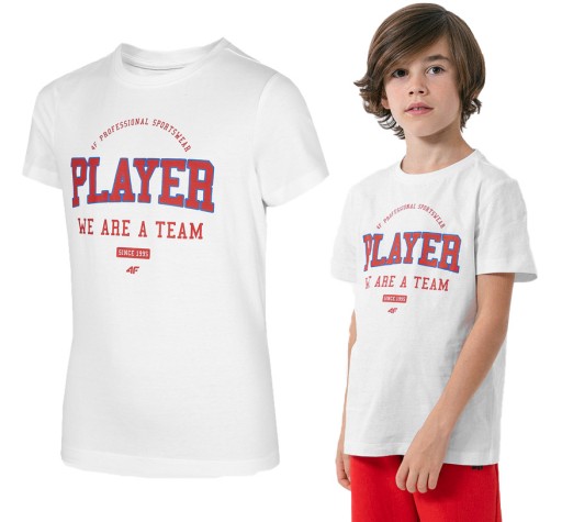 T-shirt chłopięcy biały 4F koszulka JTSM007 146.