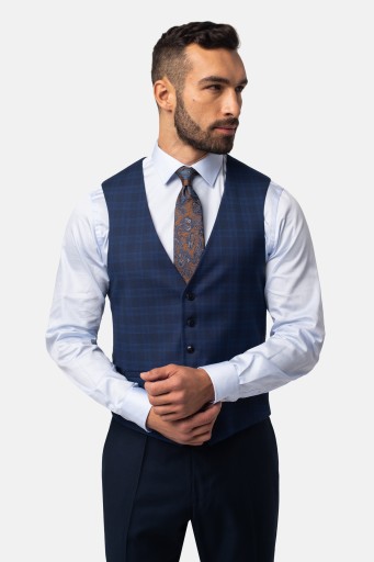KAMIZELKA MĘSKA ELEGANCKA BOSCO SLIM GRANATOWA 58