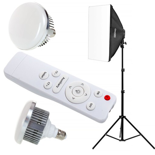 Soft box z pilotem Lampa 50x70 + żarówka 150W LED