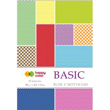 BLOK A4 Z MOTYWAMI BASIC 15 ARKUSZY HAPPY COLOR