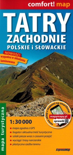 TATRY ZACHODNIE POLSKIE SŁOWACKIE MAPA LAMINOWANA EXPRESSMAP