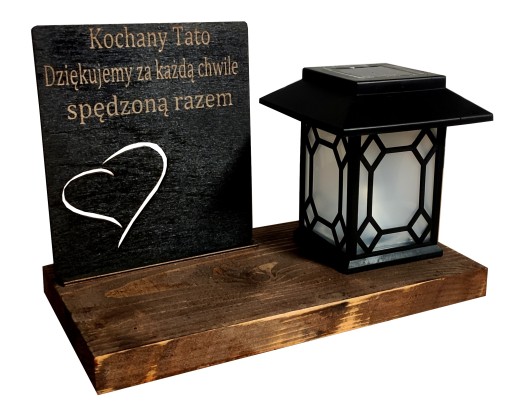 Znicz lampion latarenka solarna + podstawka grawer