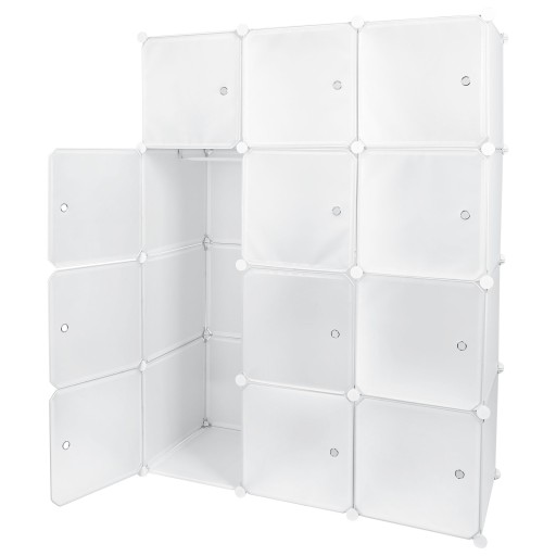 Modułowa szafa 12 kostek z 2 drążkami na ubrania 110X47X145cm Biały