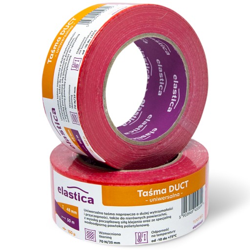 Taśma Naprawcza Czerwona Zbrojona DUCT TAPE 48/50m