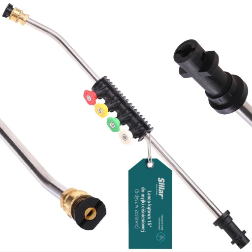 Zestaw lanca 15 stopni + komplet 5x dysz do myjki Karcher K2 K3 K4 K5 K6 K7