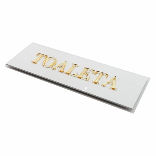 Tabliczka TOALETA na drzwi z plexi złote lustro