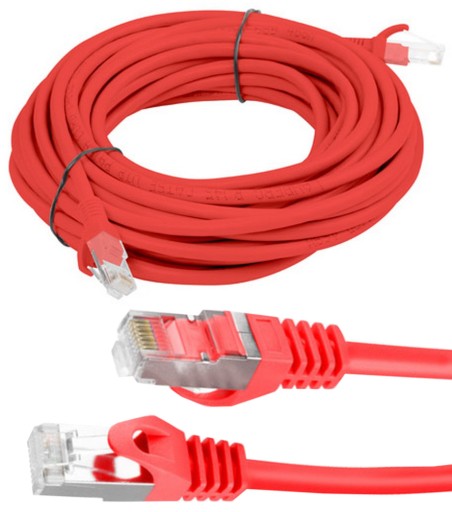Kabel sieciowy ETHERNET internetowy kat 6 FTP RJ45 1.5m Skrętka Czerwony