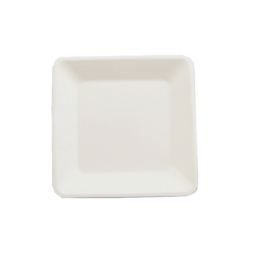 Talerz Eko z trzciny kwadratowy biały 15cm 50szt