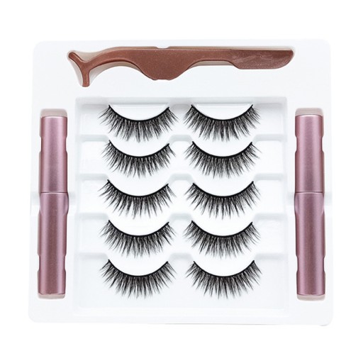 RZĘSY MAGNETYCZNE 5X DŁUGIE + PĘSETA + 2X EYELINER