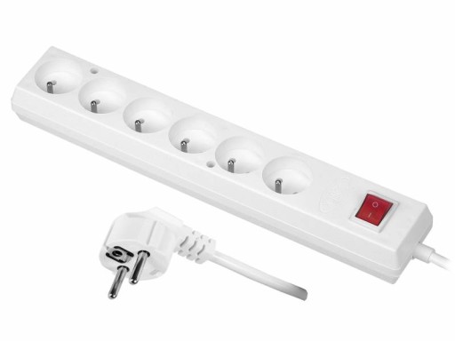 Przedłużacz sześciokrotny PS-670WS/3,0 wyłącznik POLSKI ,6-gniazd