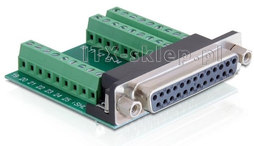 Adapter terminal Sub-D żeński 25pin raster 3,81 mm