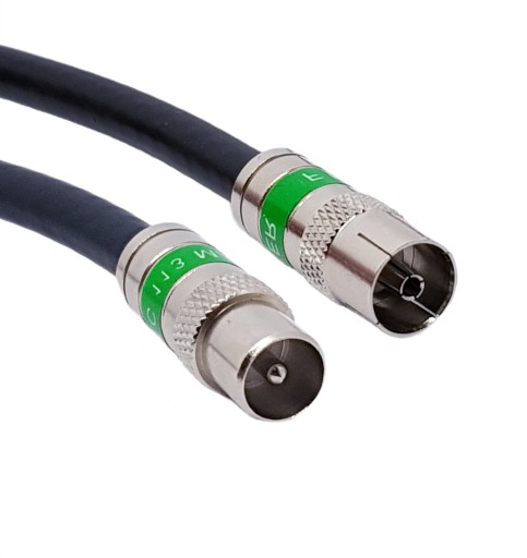 Kabel koncentryczny antenowy 5M czarny Wtyk TV-gniazdo TV, DVBT-T2