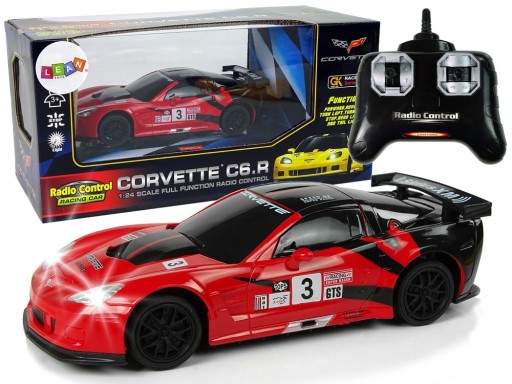 AUTO SPORTOWE ZDALNIE STEROWANE RC CORVETTE CZERWONE PILOT 2.4 G ŚWIATŁA