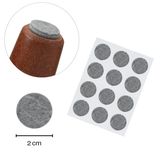 Filc samoprzylepny OKRĄGŁY Podkładka pod krzesła Fi 20 mm