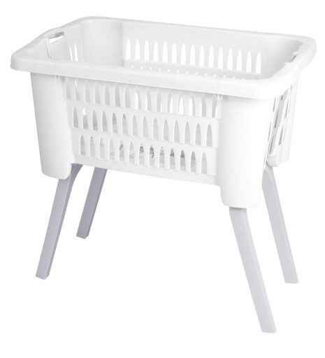 KOSZ NA PRANIE z rozkładanymi nóżkami, biały 60/60/40cm