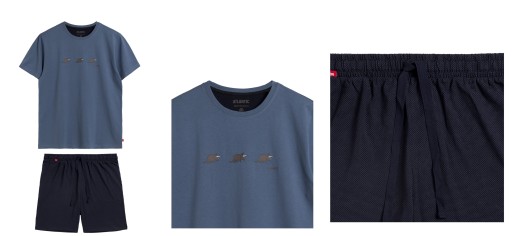 ATLANTIC piżama męska krótki rękaw, spodenki, szorty NMP 371 *XL* niebieski