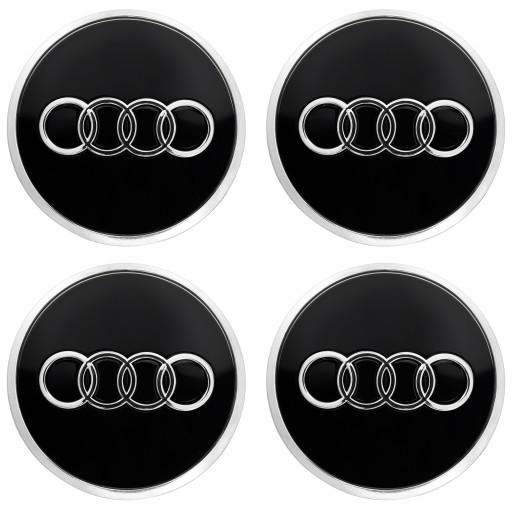 Dekielki zaślepki kapsle dekielek AUDI 61 mm Czarny połysk