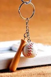 1PC Cute Mini Baseball Glove Wooden Bat Keychain Sports Toy Gift For Man Me