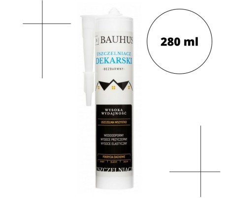 BAUHUS Uszczelniacz Dekarski Bezbarwny 280ml Wysoka Wydajność