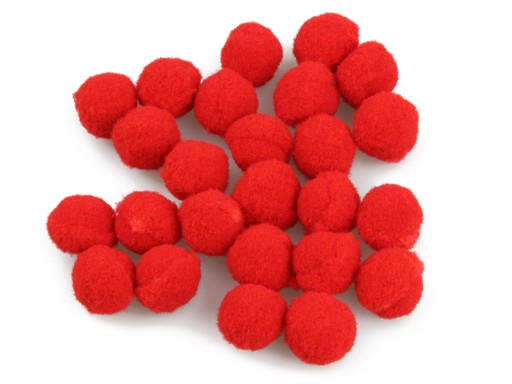 POMPONY POMPONIKI DEKORACYJNE 25szt 1,5cm CZERWONE