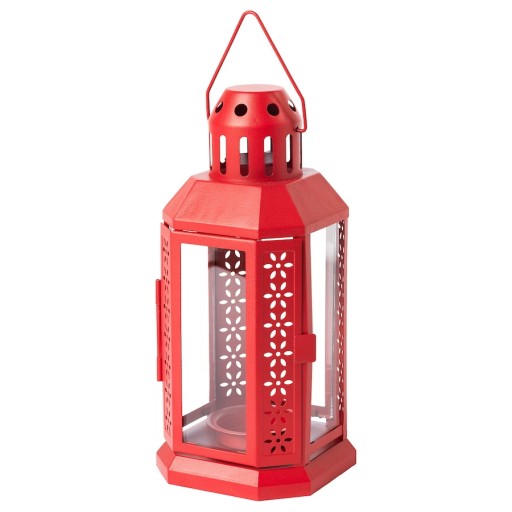 IKEA ENRUM Latarenka lampion 22cm na świeczki tealight CZERWONY ŚWIĘTA