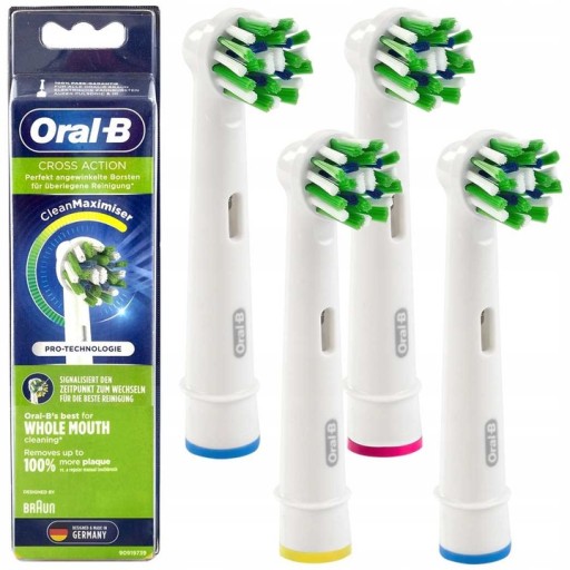 4x KOŃCÓWKI DO SZCZOTECZKI ORAL-B CROSS ACTION EB50 BIAŁE NOWE ORYGINALNE