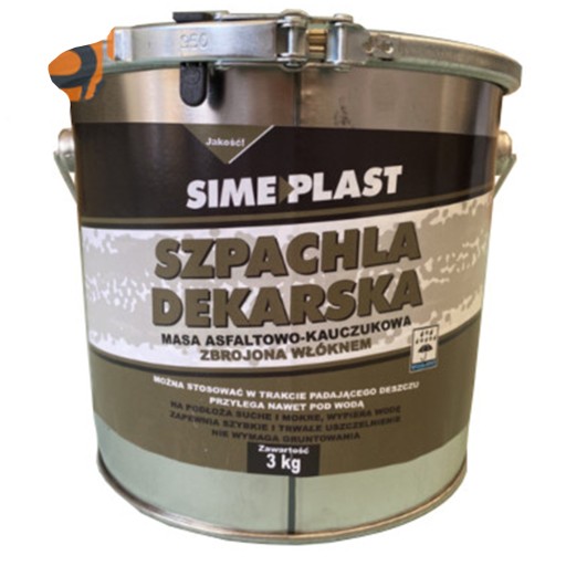 Masa asfaltowo kauczukowa szpachla dekarska 3kg zbrojona włóknem SIMEPLAST