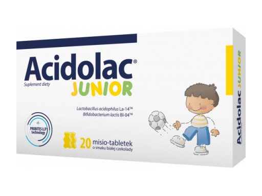 Acidolac Junior biała czekolada 20 misio-tabletek