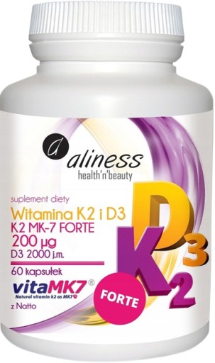 ALINESS Natural Witamina K2 MK-7 200µg Natto D3 Zapalenia Osteoporoza