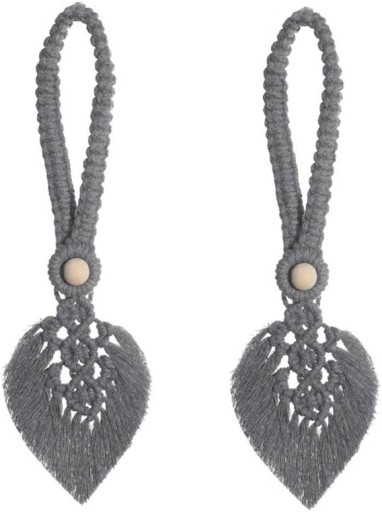 2 krawaty do zasłon w stylu boho ze wspornikami do zasłon