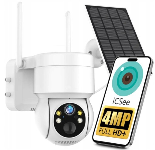 KAMERA SOLARNA ZEWNĘTRZNA OBROTOWA IP WIFI 4MPX FULL HD DO MONITORINGU