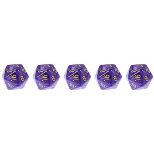 ZESTAW 5 KOSTEK K20 RPG AMETYSTOWA DOLINA KOŚĆ DWUDZIESTOŚCIENNA