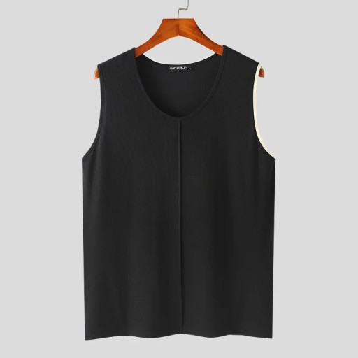 2024 Men Tank Tops Patchwork O-neck Sleeveless Sum