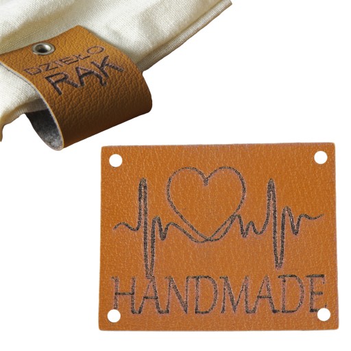 10X HANDMADE SKÓRZANE NASZYWKI METKI RĘKODZIEŁO