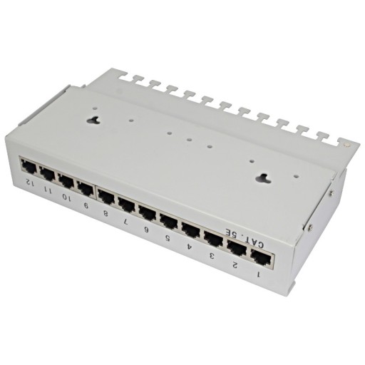 Patchpanel 12xRJ45 STP CAT.5e natynkowy