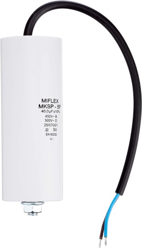 Kondensator rozruchowy kondensator silnika 40µF 450V 45x114mm przewód