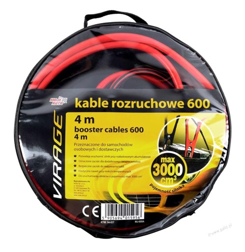 PRZEWODY KABLE ROZRUCHOWE 600A 4M MOJE AUTO