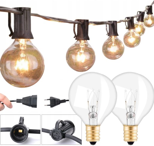 7.6m GIRLANDY LAMPKI OGRODOWE ZEWNĘTRZNA 25ŻARÓWKI