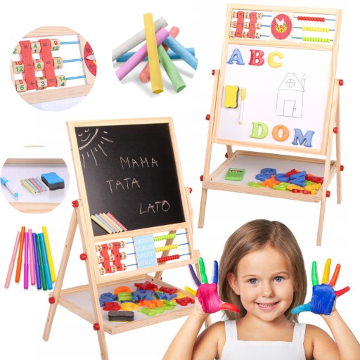 Tablica KREDOWA magnetyczna dwustronna kredy marker liczydło + GRATIS